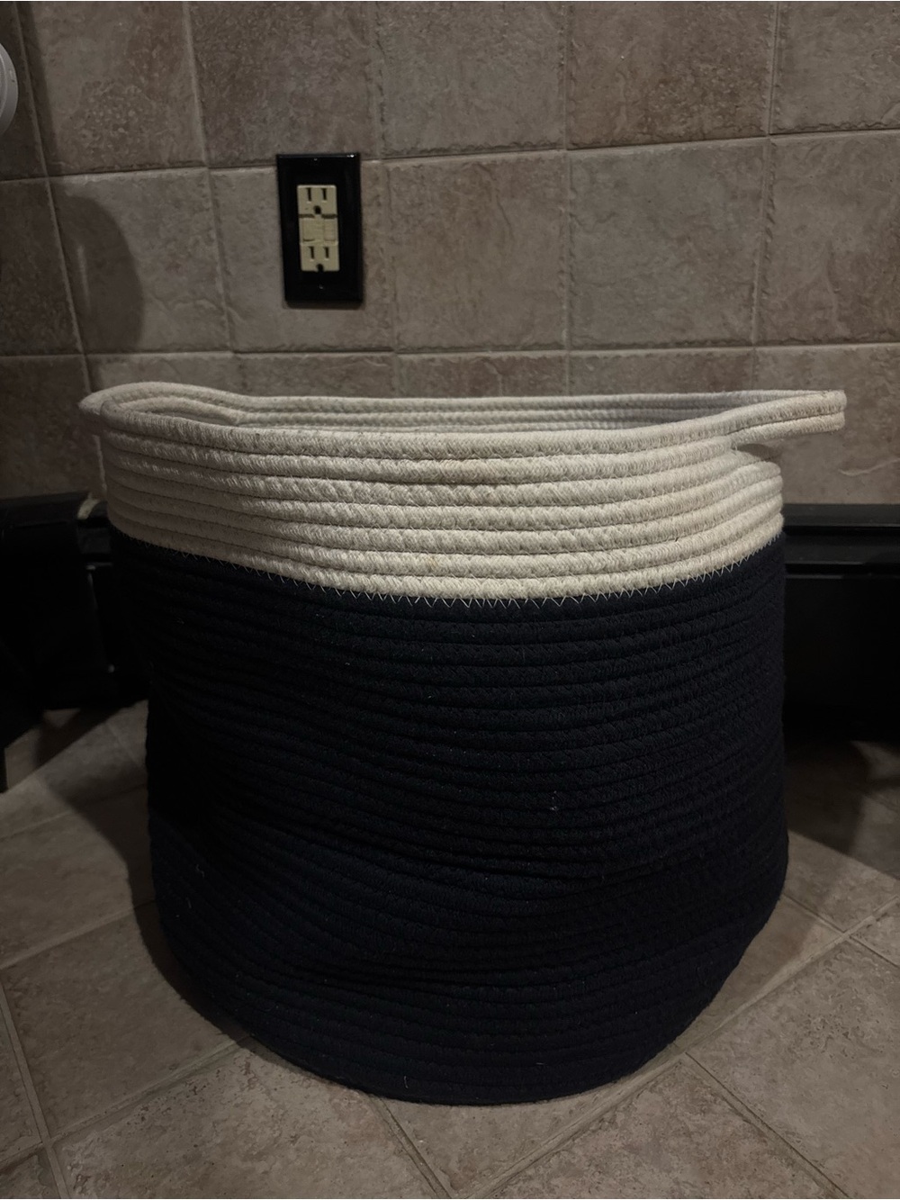 Cotton Rope Storage Basket - Navy and White